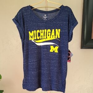 Colosseum Blue Cap Sleeve Relaxed Michigan T-Shirt Large NWT
